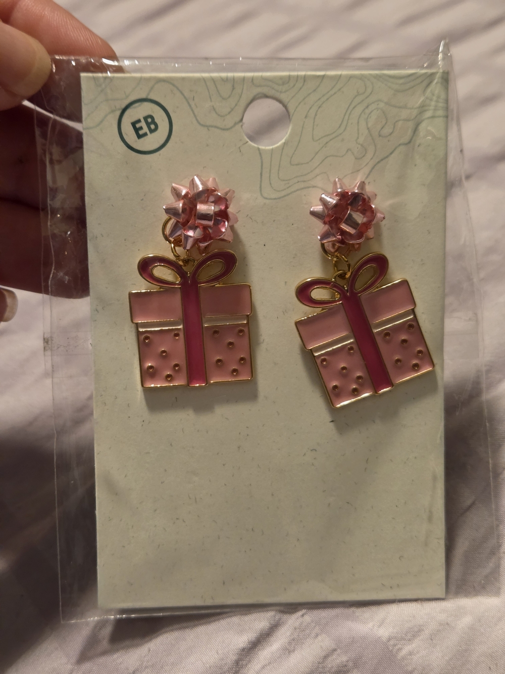 EARTHBOUND Pink Gift Box Drop Earrings with Bow Accent